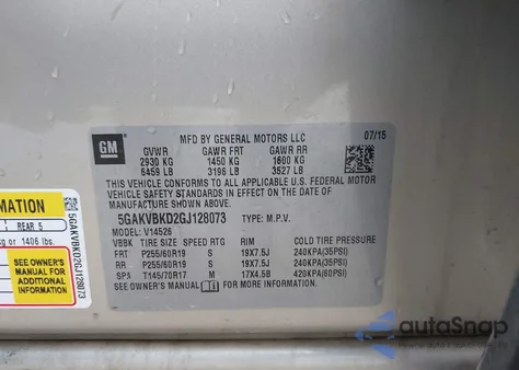 2016 Buick Enclave Leather z USA, uszkodzony, nr VIN 5GAKVBKD2GJ128073